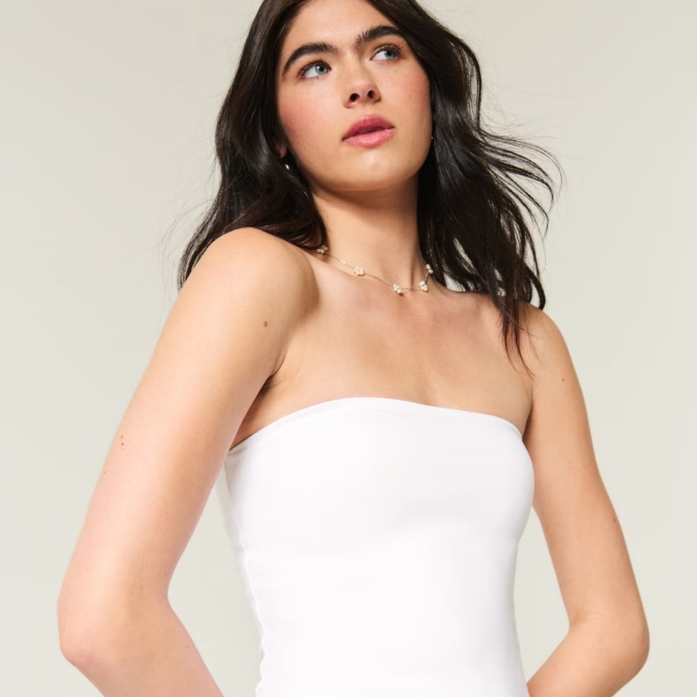 White Strapless Top